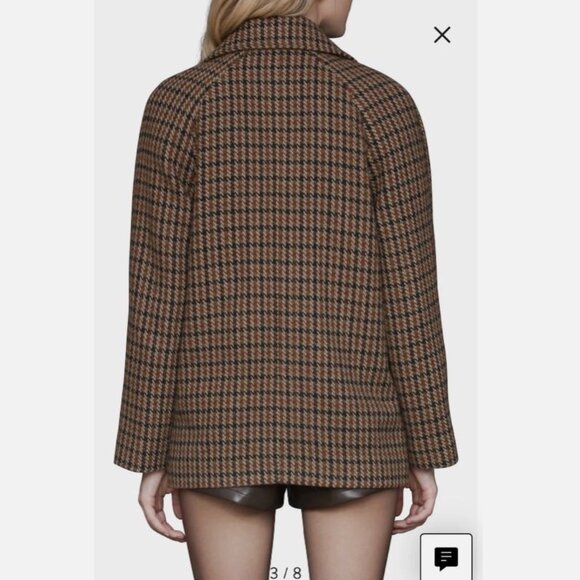 NWT Avec Les Filles Relaxed Plaid Raglan Double Breasted Short Coat Size S - Picture 8 of 11